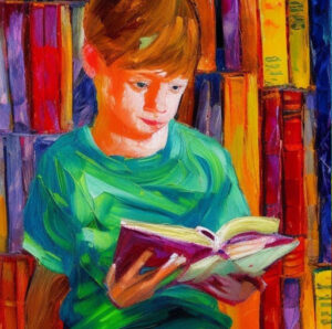 Junge liest ein Buch
